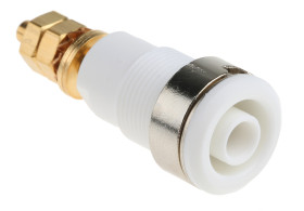 Gniazdo bananowe Żeński Połączenie lutowane typ Gniazdo bananowe Biały 32A Staubli rozmiar 4 mm