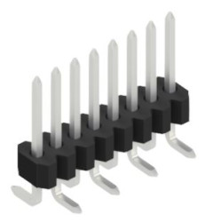 Pin header, 8 pole, pitch 1.27 mm, angled, black, 10061216