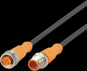 Sensor actuator cable, M12 cable plug, straight, A to M12 cable socket, straight, A, 5 pole/5 pole, 3 m, PUR, black, 4 A, EVC188