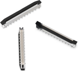 Connector, 6 pole, 1 row, pitch 1 mm, solder connection, tin/nickel plated, 686106183822