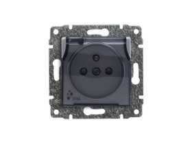 VENA Gniazdo bryzgoszczelne pojedyncze z uziemieniem z przesłoną torów prądowych bez ramki IP44 aluminium 514039 KOS