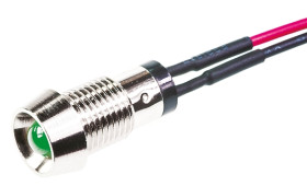 Lampka kontrolna do montażu panelowego 2.8V, zielona 8mm LED Chrom Wyprowadzenia Marl