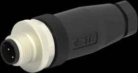 Plug, M12, 4 pole, screw connection, screw locking, straight, T4111501041-000