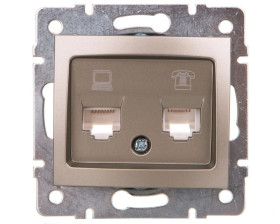 DOMO Gniazdo teleinformatyczne RJ45 Cat 5e+RJ11 szampańskie 011430050 25052