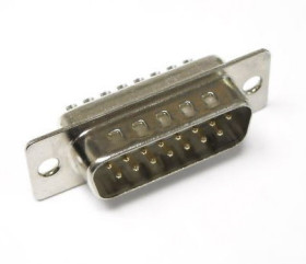 Złącze D-Sub 15-pinowe Męski Kąt Proste Przewlekany raster 2.74mm Złoto