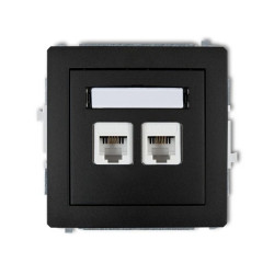 DECO Gniazda telefoniczne podwójne 2xRJ11, 4-stykowy, beznarzędziowe czarny mat 12DGT-2