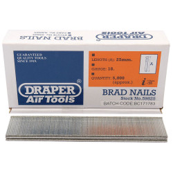 Draper 59825 Brad Nails 25mm (Pack of 5000)