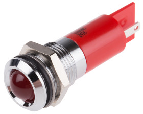 Lampka kontrolna do montażu panelowego 110V ac, czerwona 14.5mm Chrom Końcówka lutownicza RS PRO