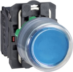 Pushbutton, unlabeled, unlit, groping, 1 Form A (N/O), waistband round, blue, front ring light gray, mounting Ø 22.5 mm, XB5AP61