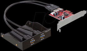 61775 Delock Multipanel, 3½", 2 x USB 3.0, black, PCI