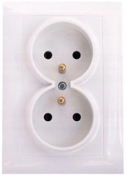 Wesa Gniazdo podwójne z/u IP20 białe LC-16