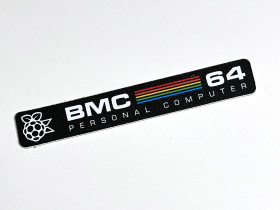 Commodore 64C 'BMC' black replacement badge 0.5mm thick