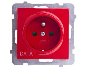AS Gniazdo pojedyncze z/u DATA z przesłonami czerwone GP-1GZDP/m/00