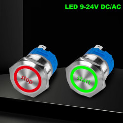 Włącznik hermetyczny START i STOP 250V 3A monostabilny 22 mm LED 9-24V
