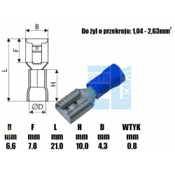 KONEKTOR IZOLOWANA KOŃCOWA CZĘŚĆ 6,3mm NIEBIESKI 10szt /5569