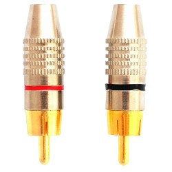2 x RCA AUX cinch para wtyków stereo złote metalowe skręcane i lutowane