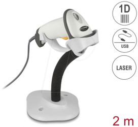90565 USB Barcode Scanner 1D with stand - Laser - light grey