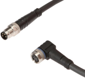 Złącze do samokonfekcjonowania M8 kątowe żeńskie M8 męskie proste 4-pinowe PUR IP67 VK150F71