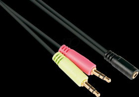 AD-HS04 Audio cable, 2x 3.5 mm jack plug to jack, OMTP, 0.2 m