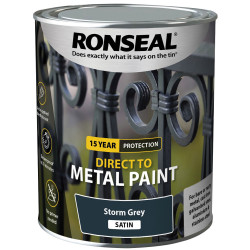 Ronseal 39208 Direct to Metal Paint Storm Grey Satin 750ml