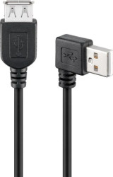 Przedłużacz USB 2.0 Hi-Speed 90, Czarny - Długość kabla 0.15 m