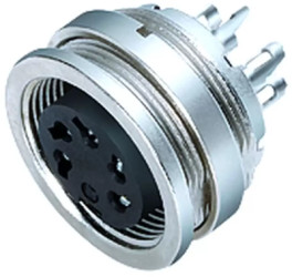 Panel socket, 3 pole, solder connection, screw locking, straight, 09 0308 09 03