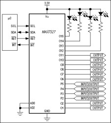 I²C Port Expander with 12 Push-Pull Outputs and 4 Open-Drain I/Os