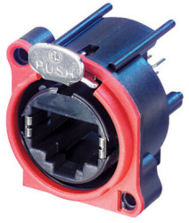 Panel socket, RJ45, 8 pole, 8P8C, Cat 5e, solder connection, PCB mounting, NE8FAV