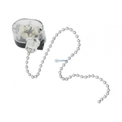 przełącznik pociągany z łańcuszkiem srebrny, SPST, ON-OFF