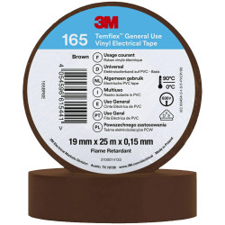 3M 165BR6E Temflex&#x2122; 165 Electrical Tape Brown 25 m x 19 mm 1 pc