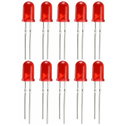 Dioda LED 5mm Czerwona 10 Sztuk Zestaw