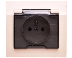 KIER Gniazdo bryzgoszczelne z/u IP44 klapka przezroczysta beżowe GPH-1WZ/01/d