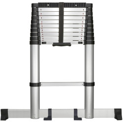 Toolcraft TO-9610686 Aluminium Telescopic Ladder 2.52m Black/Silver