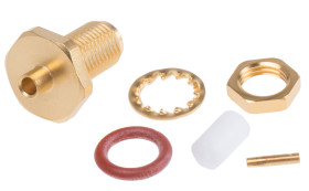 Złącze koncentryczne Montaż na panelu Żeński 50Ω typ złącza Złącze SMA 0 → 18GHz Połączenie zagniatane typ kabla RG405