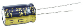 Kondensator 330μF 35V dc Radialny, Otwór przelotowy Panasonic roztaw: 5mm 10 (Dia.) x 16mm
