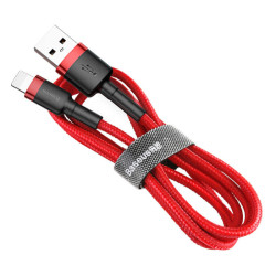 Kabel USB/Lightning BASEUS 0,5m Iphone, Czarno-czerwony 2,4A