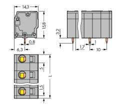 WAGO 739-3204 Zacisk sprężynowy 2.50 mm² Ilość styków 4 szary 120 szt.