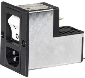 IEC plug C14, 50 to 60 Hz, 10 A, 250 VAC, 0.4 mH, faston plug 6.3 mm, 3-109-698