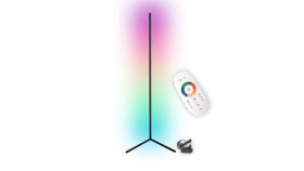 Lampa Stojąca Narożna Podłogowa Czarna 20W Rgb Zmiana Kolorów Pilot