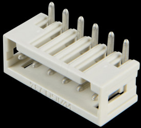 734-166 Print pin header, mini, RM 3.5, angled, 6-pin