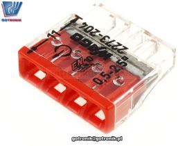 SzybkozĹÄczka 4x 0,5-2,5mm2 transparentna czerwona x1szt. WAGO 2273-204