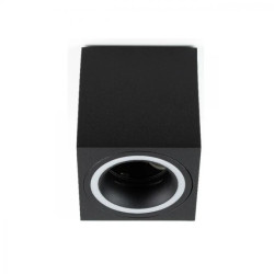 Punktowa oprawa sufitowa natynkowa HALIS SQ Black GU10 kwadratowa czarna, biały pierścień EDO777333