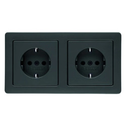 Q.1/Q.3 Gniazdo SCHUKO kompletne, samozaciski, antracyt aksamit, lakierowany 47236086