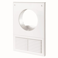 Kratka wentylacyjna z siatką 250x180mm i wejściem okrągłym fi 100mm biała MW100AKU