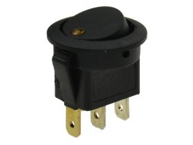 Przełącznik; klawiszowy (kołyskowy); IRS101E-8C/DY; ON-OFF; 1 tor; czarny; podświetlenie LED 12V; żółty; bistabilny; konektory 4