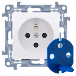 Simon 10 Gniazdo zasilające DATA 230V 16A [2P+Z] 2M 45x45 białe z blokadą