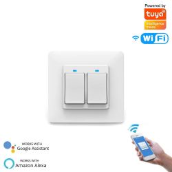 Włącznik światła 2obw. Wifi Tuya L+N Moes z ramką biały