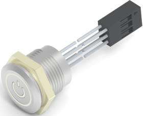 Vandal-proof pushbutton, 1 pole, silver, illuminated  (RGB), 1 A/24 VDC, mounting Ø 16 mm, IP68, 2342833-8