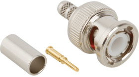 BNC plug 50 Ω, RG-58, RG-141, LMR-195, Belden 7806A, Belden 9311, crimp connection, straight, 112120
