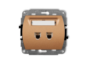 TREND Gniazdo telefoniczne podwójne 2xRJ11 4-stykowy złoty metalik 8GT-2 KARLIK